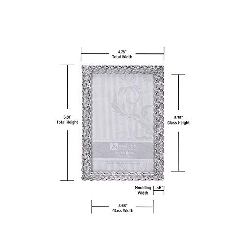 Malden International Designs Belmore Silver Braided Picture Frame, 4X6, Silver #TOP4