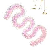 Genérico Guirnalda de Espumillón Rosa - Guirnalda de Rosa de 2 Metros para Árbol de Navidad,Decoración para Fiestas Bodas Cumpleaños Pared Chimenea Exterior Terraza