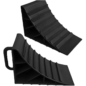 Wheel Chocks With Handles Set of 2 Tyre Saver Brake Stoppers Ridged Wedges for Cars Caravan Horsebox Motorhome (2 Black…