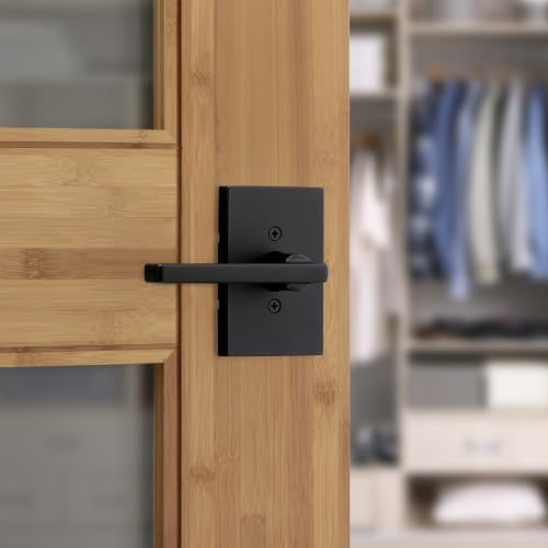 Kwikset Halifax Non-Locking Door Handle for Hallway and Closet, Matte Black | Non-locking interior door handle for hallway, closet and laundry room doors; reversible lever fits left- or right-hand doors. - image 2