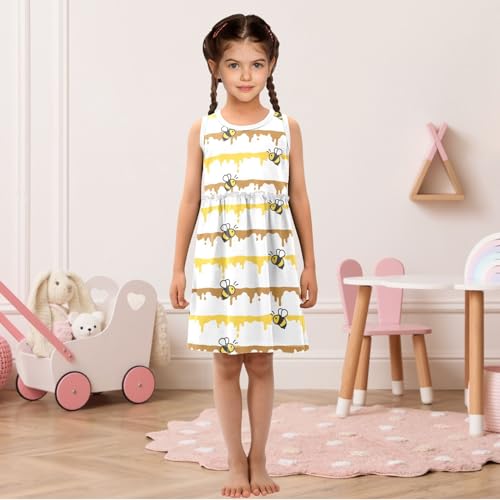 Little Girls Cotton Dress Sleeveless Casual Summer Sundress Printed Jumper Skirt 2-8 Years2