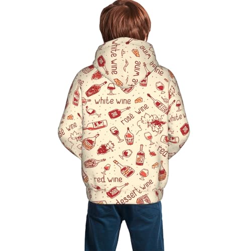 Red Wine Kid Hoodies Boys Sweatshirts Girls Pullover with Pocket4
