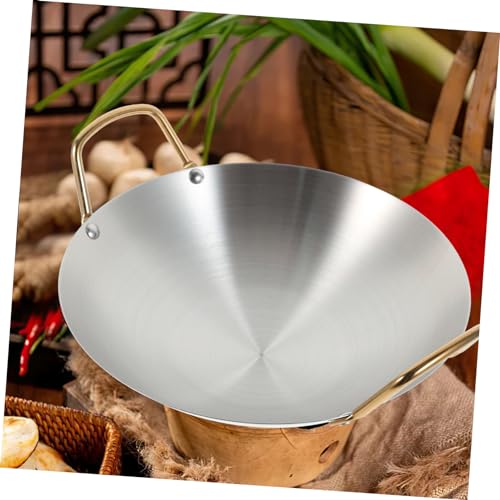 Wok pequeño de acero inoxidable con doble asa miniatura 7