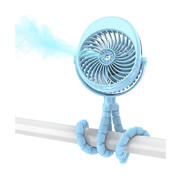 Misting Baby Kinderwagen Ventilator, Persönlicher Handventilator mit 3 Starken Geschwindigkeiten, Batteriebetriebener…