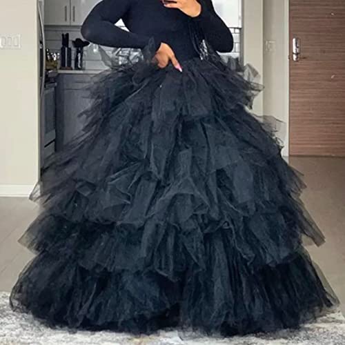 WDPL Women's A-line Maxi Full Length Puffy Layerd Orchid Tulle Skirt3