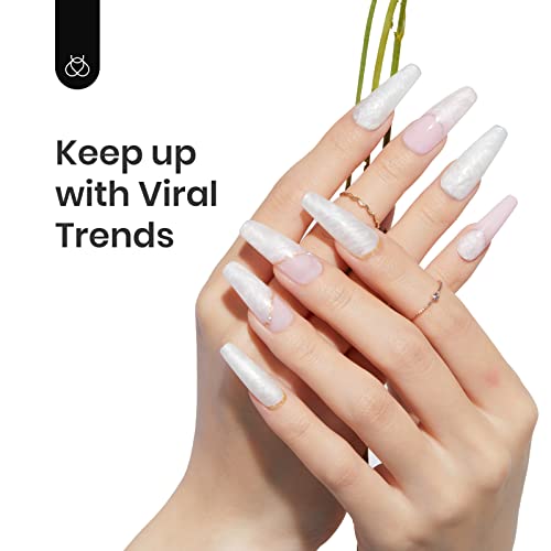 Image of Beetles Pearl White Gel Nail Polish 15ml Mermaid Shimmer UV LED Soak Off | 15ml pearl white gel polish creates mermaid shimmer nail looks; cure with UV /LED lamp.