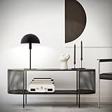 Lightbox Pilz-Tischlampe | 36 cm Höhe, Ø 20 cm | Home Office Schreibtischlampe mit Schalter | LED Lampe (E14 Fassung) als Nachttischlampe & Schreibtisch Zubehör | aus Metall in Schwarz/Silberfarben