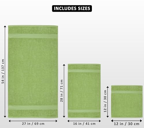 Image of Utopia Towels 8 Piece Luxury Towel Set - Majestic Plush, Super Absorbent & Quicker-to-Dry, Thick 100% Ring Spun Cotton Towels for Bathroom, Spa & Hotel - 2 Bath, 2 Hand, 4 Washcloths, Sage Green