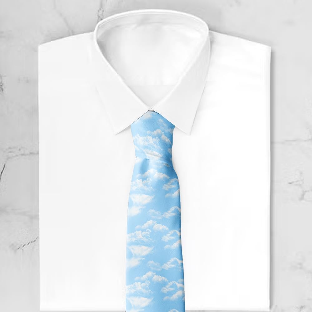 Novelty Necktie for Men (Clouds Pattern) Fun Conversational Silky Tie, Neck Tie for Party, Events, Unique and Original