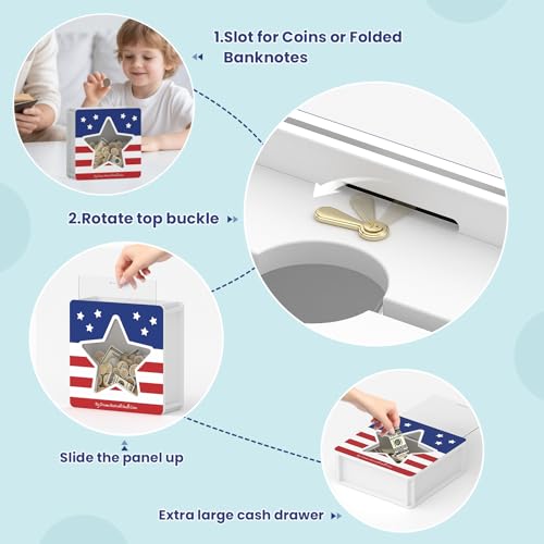Image of Summidate Wooden Money Saving Box, Clear Window Cash Vault Savings Box with DIY Stickers, Personalized Star Piggy Bank for Kids & Adults, Birthday /Baby Shower /Wedding Gift