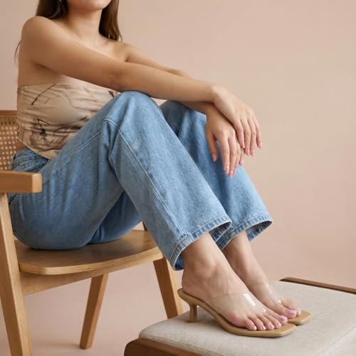 CUSHIONAIRE Mezzo Clear Strap Kitten Heels for Women, Square Toe Flip Flop Sandal Heels with Memory Foam Comfort by CUSHIONAIRE - Used condition - Image 8