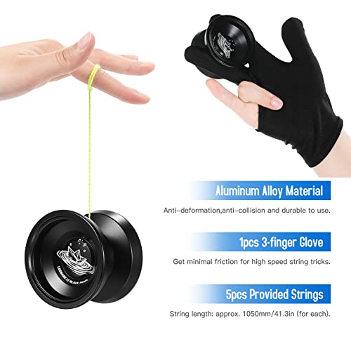 Image of Eacam Professional Responsive Aluminum Yo Yo for Kids Beginner, Replacement Unresponsive Ball Bearing for Ad-vanced Yoyo Players + Removal Bearing Tool + Bag + 5 Yoyo Strings