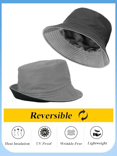 Image of Gelante Reversible Bucket Hat for Men and Women - Cotton, Outdoor Sun Protection Bucket Hats.