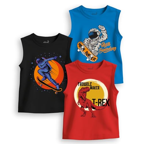 Image of minicult Cotton Kids Vest with Mickey and Friends Character Prints(Pack of 3)