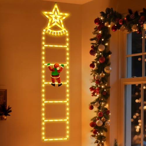 Ninonly Kletternder Weihnachtsmann LED Weihnachtsbeleuchtung mit 8...