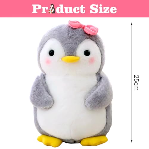 Aurasky Plüschtier Pinguin Spielzeug, 25 cm, Pinguin mit Rosa, Fliege, Kissen, Plüschfigur, Geschenk für Kinder und Erwachsene
