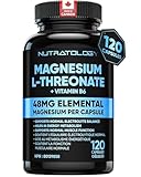 Nutratology Magnesium L-Threonate + Vitamin B6 | Canadian-Made | Formulated To Help Support Heart & Muscle Function - Balances Electrolytes, Supports Energy Metabolism & Tissue Formation -120 Capsules