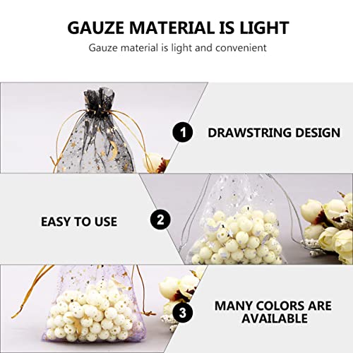 Homoyoyo 150Pcsbags Bags Sheer Stars Bulk Supplies Color Wrapping Shops Wedding Bag Birthday Draw Christmas Moon Multi Pouch Chic Organza Favor Pouches Lovely Treat Baby Candy Party With #TOP3