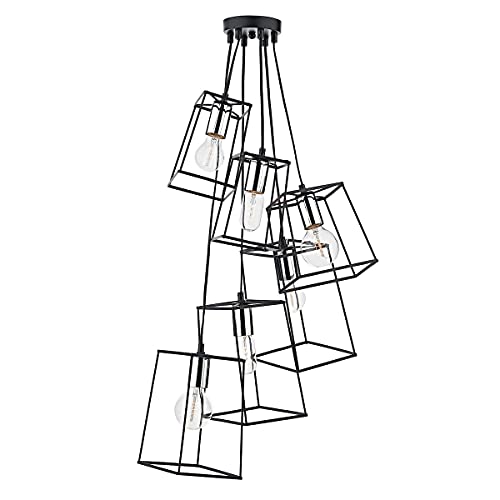 DAR TOWER - Cube Wire Frame Cluster Pendelleuchte Schwarz & Chrom poliert,...