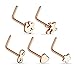 Rose Goldtone Nose Ring L-Shaped Pack Steel 5PC