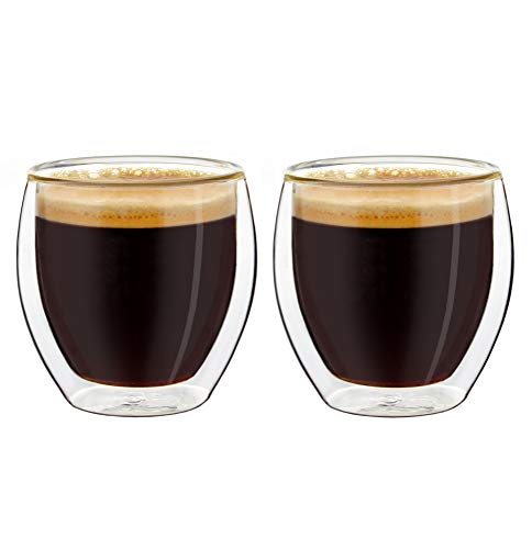 Creano Conjunto de 2 Vasos de Doble Pared de Café Expreso, Vasos Térmicos con Efecto de Flotación | 100ml