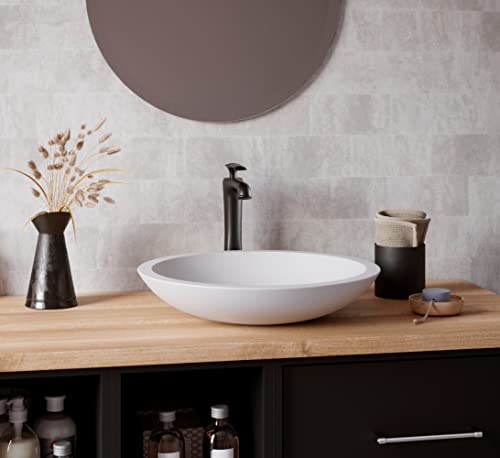 Karran Quattro Qm162 Matte White Acrylic 19 In. Round Bathroom Vessel Sink #TOP3