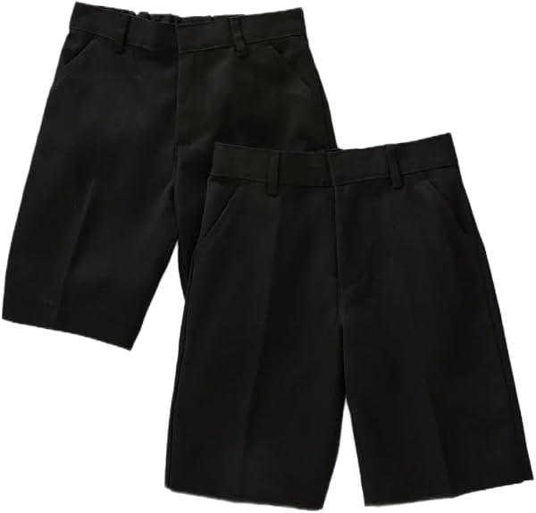 Boys Twin-Pack School Shorts - Pull Up Elasticated Waist - Grey - Ages 2-18y Pull On - 3