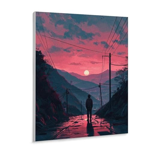 数字油絵 ラッセン 夕暮れ時に遠くを見つめる旅行者 デジタル油絵 数字キットによる絵画 DIY絵 手塗り 魅惑的な色彩の風景 イラストアート 数字キット塗り絵 壁飾り ホーム オフィス装飾 数字塗り絵 手工芸 初心者 大人 子供 贈り物 40×50cm