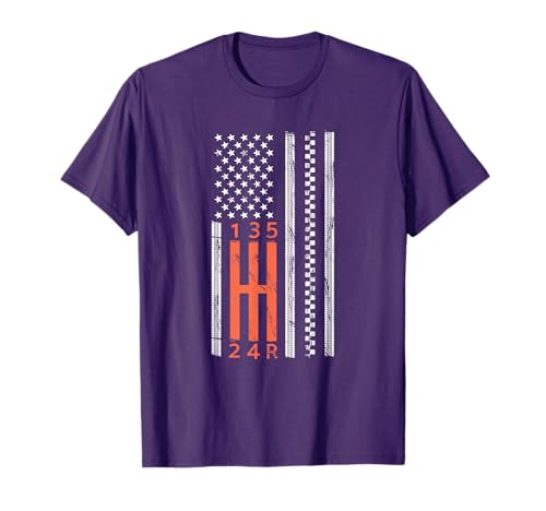 Stick Shift American Flag Manual Transmission Gearbox T-Shirt