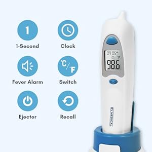 Instant Fast Ear Thermometer for Adults, Kids, Toddlers, and Babies with 25 Probe Covers, Stand, and Cover for Clinic or Home