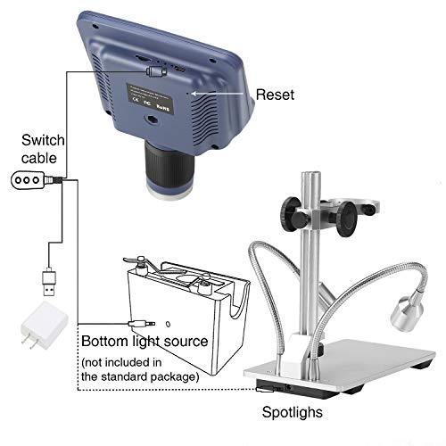 Koolertron 4.3 Inch 1080P Lcd Digital Usb Microscope With 10X-220X Magnification Zoom,8 Led Adjustable Light,Camera Video Recorder For Phone Repair Soldering Tool Jewelry Appraisal Biologic Use #TOP4