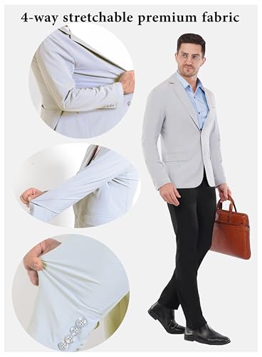 Image of SaintX Men's Tailored Unlined Blazer | Layering Jacket, Drapes & Feels Like a Shirt | Airy & Light Weight, Ideal for Summers | Highly Stretchable Wrinkle Resistant Fabric | Slim Fit | All Day Comfort