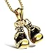 CHUANGOU Pendentif Collier Gant de Boxe Pendentif Gant de Boxe Collier en Acier Inoxydable avec Chaîne, Or