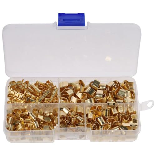 SHUATI 500Pcs Non-Insulated U Shape Wire Crimp Copper Terminal Connerctor Kit,Gold-Coloured U-Shaped Copper Buckle Set,Connector Crimp Terminal