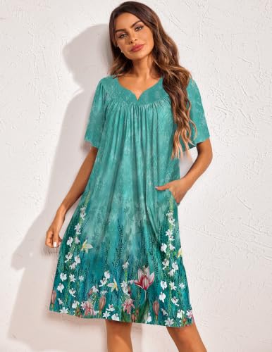 Image of Ekouaer 2 Pack House Dresses for Women with Pockets Short Sleeve Moo Moos