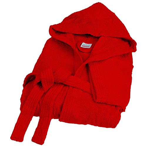 Bassetti Nouveau Peignoir de Bain - Peignoir d'Intérieur en Tissu 100% Pur Coton Éponge Couleur Unie Long avec Capuche et Poches Hautement Absorbant Unisex...
