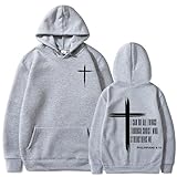 BTAISYDE Christlicher Glaubens-Hoodie mit Kreuz & Zitat aus Philipper 4:13 | Pullover mit Kängurutasche, Größen S-3XL (Light Gray,XXL)