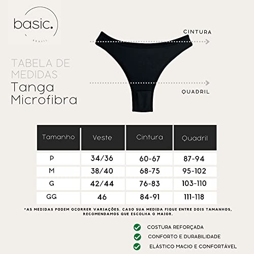 Kit 10 Calcinhas Tanga Basic Brasil Microfibra Básica Lisa Lingerie, Tamanho M