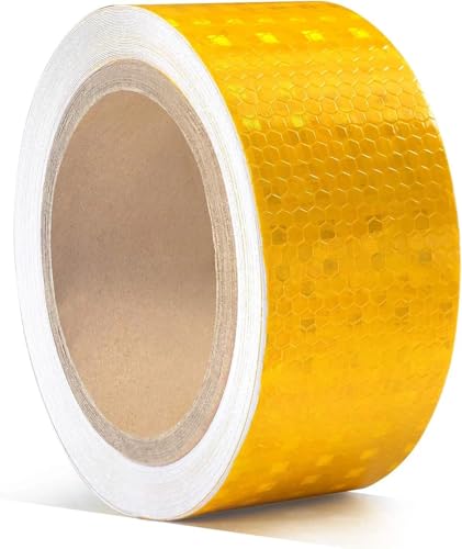 30ft Yellow Reflective Safety Tape, 2 Inch Honeycomb Pattern for High Visibility Warning on Vehicles and Equipment Waterproof Conspicuity Warning Sticker- Ruibex