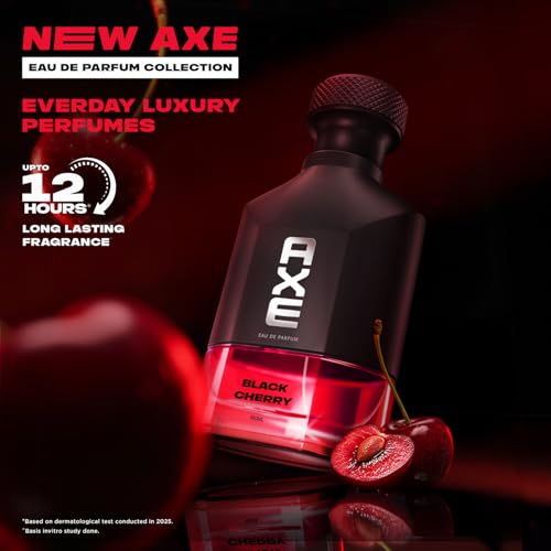 Image of Axe Strong Perfume for Men | Black Cherry Woody Fragrance | 12Hr Long Lasting | Woody Amber Fruity Eucalyptus lavender cherry vanilla amber fragrance| AXE Premium EDP 100ml | Black Cherry
