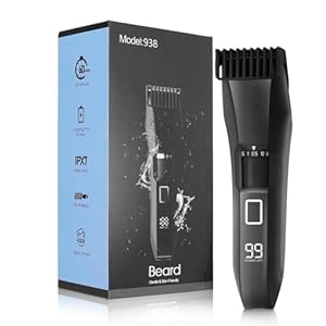 Misuke Manscape Beard Trimmer Men,20 Length Adjustable Blade Wheel,Wet/Dry Electric Trimmer for Precision Facial Hair Trimming,Cordless Hair Clippers,IPX7 Waterproof,LED Display,Men’s Gifts