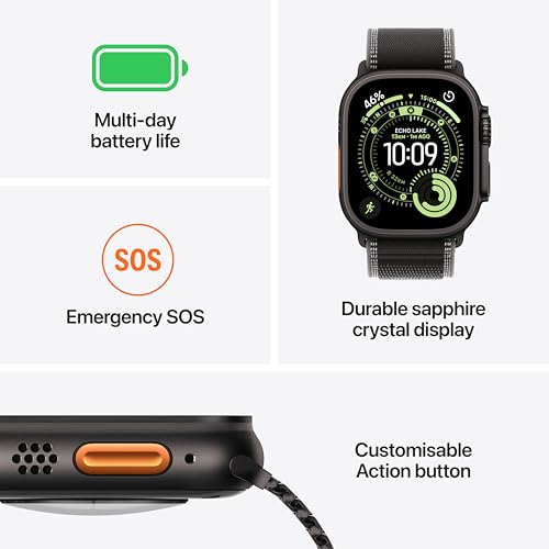 Image of Apple Watch Ultra 3 GPS + Cellular 49mm Black Titanium Case with Black Alpine Loop - Medium