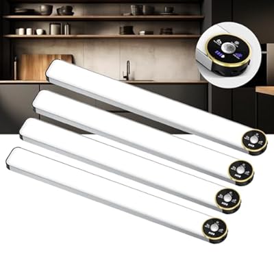 COLIJOY Motion Sensor Under Cabinet Lighting, 3-Color Dimmable, 84 LED 15 Inch Wireless Closet Lighting, Rechargeable 3200mAh Battery, Digital Display, Perfect for Kitchen & Indoor Use (4-Pack)