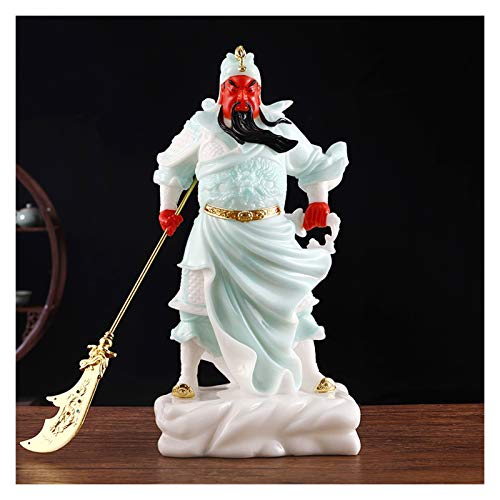 zunruishop Statuette de Bouddha Jade Artificiel Statue Bouddha Exquise Chinoise Guan Gong Statue Décoration Guan YU Buddha Statue Accueil Salon Salon Boutique Feng Shui Cadeau 15 Pouces décoration