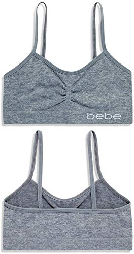 Bebe Girl's Seamless Training Cami Sports Bra (8 Pack), Size Large, Soft Pink/Heather Grey/White/Black #TOP3