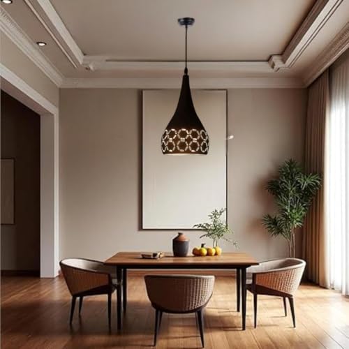 Image of GreyWings Black Aluminium Hanging Light for Home | Designer Pendant Light with E27 Holder, Modern Ceiling Hanging Lamp for (Bulb is not Included) Small Pack of 1