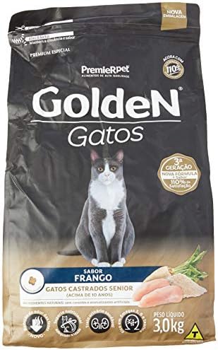 Ração Golden para Gatos Sênior Castrados sabor Frango - 3kg Premi...