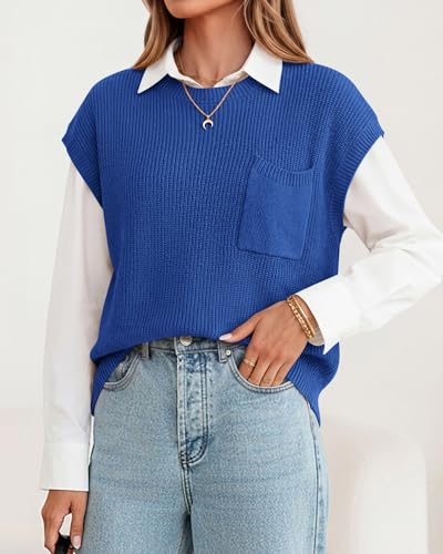 Image of KIRUNDO Summer Fall Short Sleeve Sweater for Women 2026 Casual Sweater Vest Cotton Knit Pullover Tank Tops Fashion Clothing