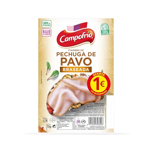Campofrío - Lonchas Pechuga de Pavo Braseadas, 70g