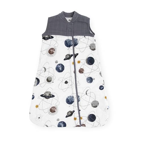 Little Unicorn 0-6 Month Quilted Sleep Sack 2.6 TOG | Soft &amp; Breathable Muslin Cotton for safer sleep | 2 way zipper (Planetary)